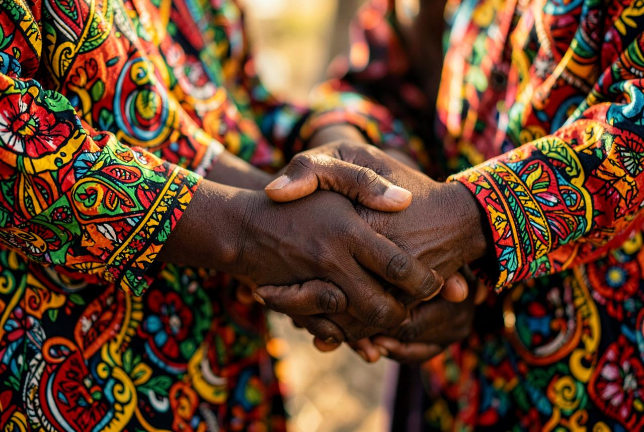 Deux femmes centrafricaines se tenant la main